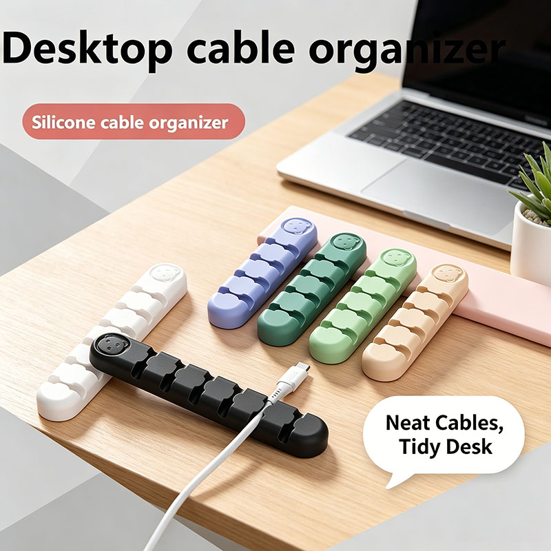 Desk Cable Clip - Silikon-Kabelorganisator Selbstklebender Kabelhalter Desktop-Kabelmanagement-Clip