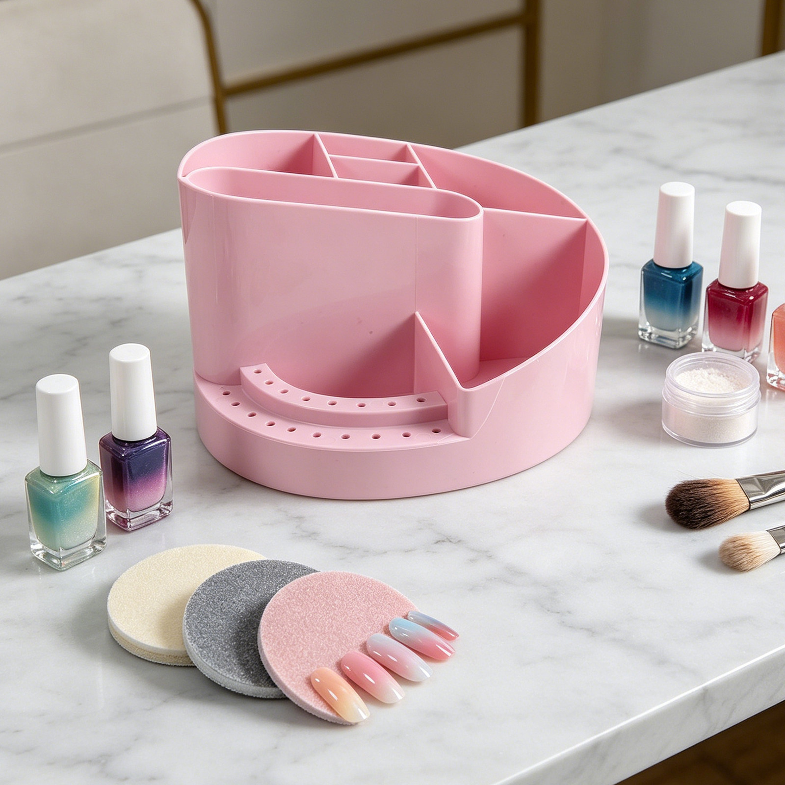 Tech Accessories For Desk - Nagelorganizer Aufbewahrungsbox 7 Fächer Plastik Maniküre-Werkzeughalter