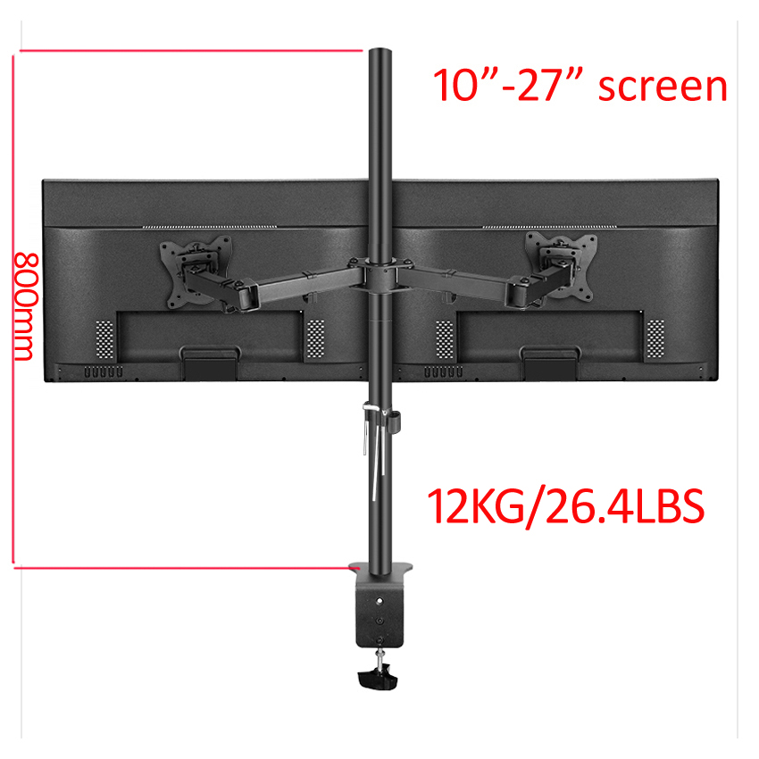 Monitor Arm Single - T902-280 360° drehbarer Stahl-Dual-Monitorhalter für 10'-27'-Zoll-Monitore,